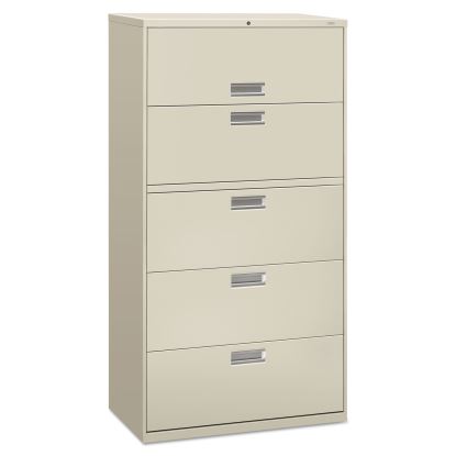 Brigade 600 Series Lateral File, 4 Legal/Letter-Size File Drawers, 1 Roll-Out File Shelf, Light Gray, 36" x 18" x 64.25"1