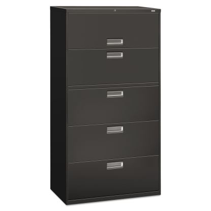 Brigade 600 Series Lateral File, 4 Legal/Letter-Size File Drawers, 1 Roll-Out File Shelf, Charcoal, 36" x 18" x 64.25"1