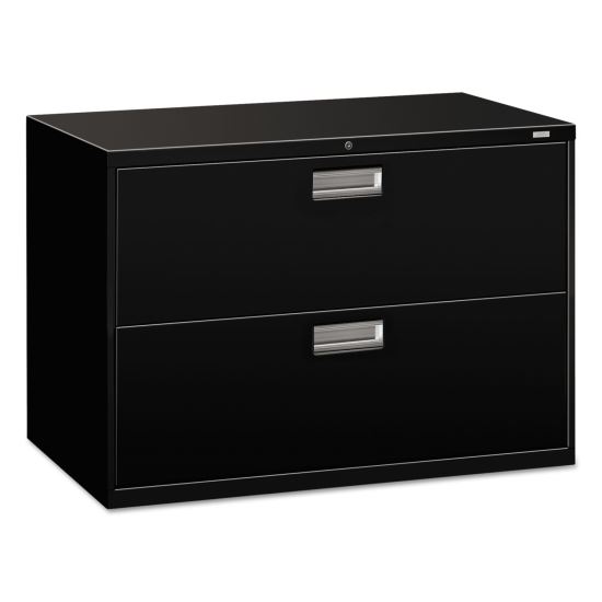 Brigade 600 Series Lateral File, 2 Legal/Letter-Size File Drawers, Black, 42" x 18" x 28"1