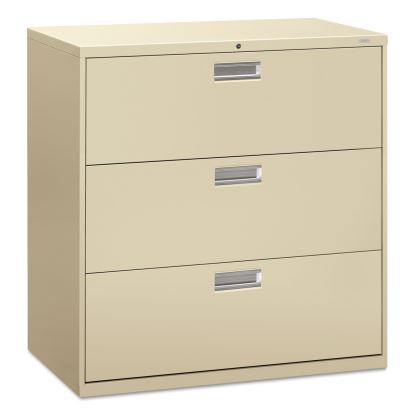Brigade 600 Series Lateral File, 3 Legal/Letter-Size File Drawers, Putty, 42" x 18" x 39.13"1