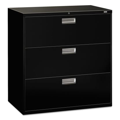 Brigade 600 Series Lateral File, 3 Legal/Letter-Size File Drawers, Black, 42" x 18" x 39.13"1