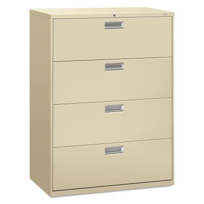 Brigade 600 Series Lateral File, 4 Legal/Letter-Size File Drawers, Putty, 42" x 18" x 52.5"1