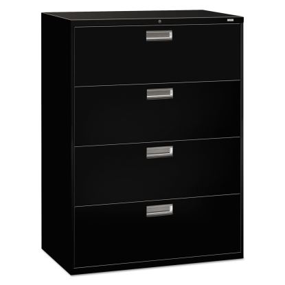 Brigade 600 Series Lateral File, 4 Legal/Letter-Size File Drawers, Black, 42" x 18" x 52.5"1