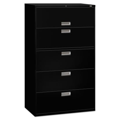 Brigade 600 Series Lateral File, 4 Legal/Letter-Size File Drawers, 1 Roll-Out File Shelf, Black, 42" x 18" x 64.25"1