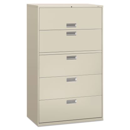 Brigade 600 Series Lateral File, 4 Legal/Letter-Size File Drawers, 1 Roll-Out File Shelf, Light Gray, 42" x 18" x 64.25"1