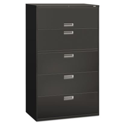Brigade 600 Series Lateral File, 4 Legal/Letter-Size File Drawers, 1 Roll-Out File Shelf, Charcoal, 42" x 18" x 64.25"1