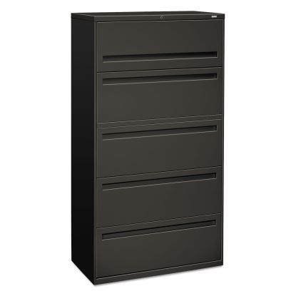 Brigade 700 Series Lateral File, 4 Legal/Letter-Size File Drawers, 1 File Shelf, 1 Post Shelf, Charcoal, 36" x 18" x 64.25"1