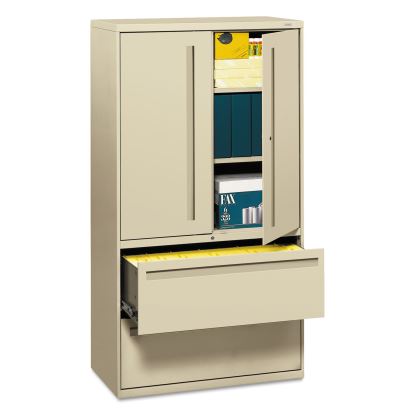 Brigade 700 Series Lateral File, Three-Shelf Enclosed Storage, 2 Legal/Letter-Size File Drawers, Putty, 36" x 18" x 64.25"1