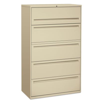 Brigade 700 Series Lateral File, 4 Legal/Letter-Size File Drawers, 1 File Shelf, 1 Post Shelf, Putty, 42" x 18" x 64.25"1