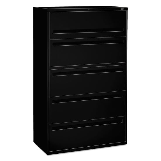 Brigade 700 Series Lateral File, 4 Legal/Letter-Size File Drawers, 1 File Shelf, 1 Post Shelf, Black, 42" x 18" x 64.25"1