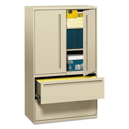 Brigade 700 Series Lateral File, Three-Shelf Enclosed Storage, 2 Legal/Letter-Size File Drawers, Putty, 42" x 18" x 64.25"1