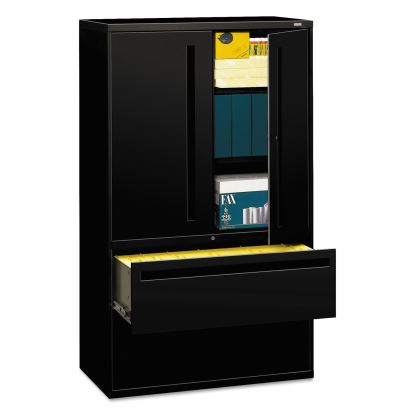Brigade 700 Series Lateral File, Three-Shelf Enclosed Storage, 2 Legal/Letter-Size File Drawers, Black, 42" x 18" x 64.25"1