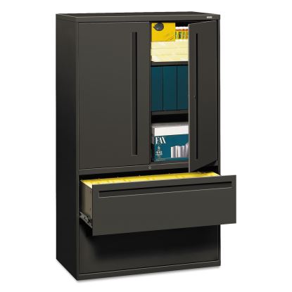 Brigade 700 Series Lateral File, Three-Shelf Enclosed Storage, 2 Legal/Letter-Size File Drawers, Charcoal, 42" x 18" x 64.25"1