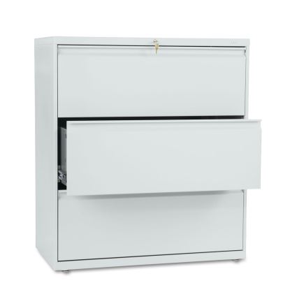 Brigade 800 Series Lateral File, 3 Legal/Letter-Size File Drawers, Light Gray, 36" x 18" x 39.13"1