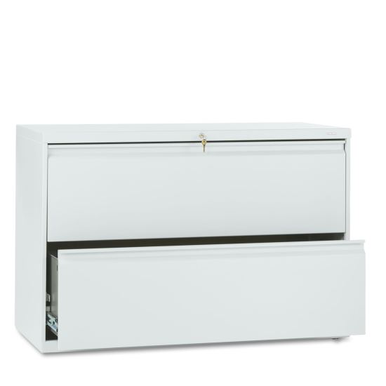 Brigade 800 Series Lateral File, 2 Legal/Letter-Size File Drawers, Light Gray, 42" x 18" x 28"1