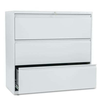 Brigade 800 Series Lateral File, 3 Legal/Letter-Size File Drawers, Light Gray, 42" x 18" x 39.13"1