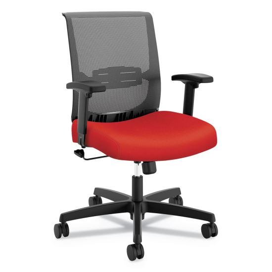 Convergence Mid-Back Task Chair, Swivel-Tilt, Supports Up to 275 lb, 16.5" to 21" Seat Height, Red Seat, Black Back/Base1