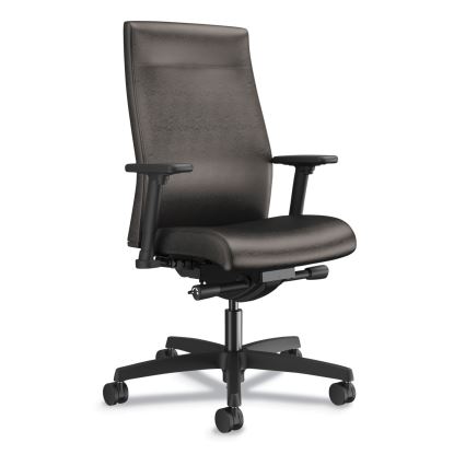 Ignition 2.0 Upholstered Mid-Back Task Chair With Lumbar, Supports 300 lb, 17" to 22" Seat, Black Vinyl Seat/Back, Black Base1