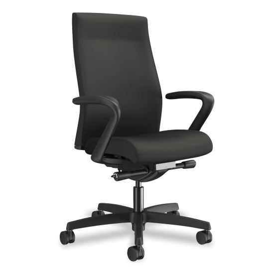 Ignition 2.0 Upholstered Mid-Back Task Chair, Supports Up to 300 lb, 17" to 22" Seat Height, Iron Ore Seat/Back, Black Base1