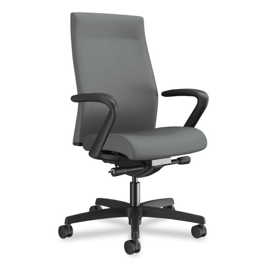 Ignition 2.0 Upholstered Mid-Back Task Chair, Supports Up to 300 lb, 17" to 22" Seat Height, Frost Seat/Back, Black Base1