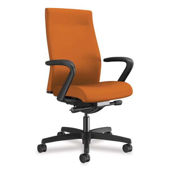 Ignition 2.0 Upholstered Mid-Back Task Chair, Supports 300 lb, 17" to 22" Seat Height, Apricot Seat/Back, Black Base1