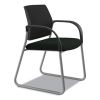 Ignition Series Mesh Back Guest Chair with Sled Base, 25" x 22" x 34", Black Vinyl Seat, Black Mesh Back, Platinum Base2