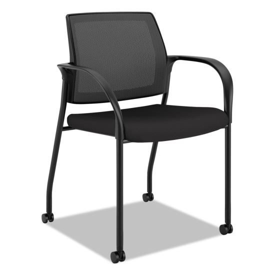 Ignition 2.0 4-Way Stretch Mesh Back Mobile Stacking Chair, Supports Up to 300 lb, Black1