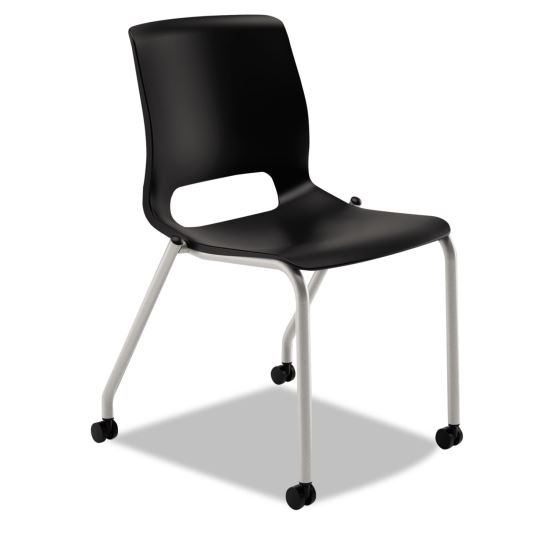 Motivate Four-Leg Stacking Chair, Supports Up to 300 lb, Onyx Seat, Black Back, Platinum Base, 2/Carton1