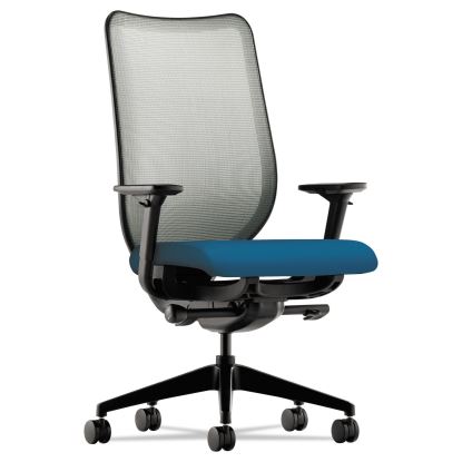 Nucleus Series Work Chair, ilira-Stretch M4 Back, Supports 300 lb, 17" to 22" Seat, Peacock Seat/Back, Black Base1