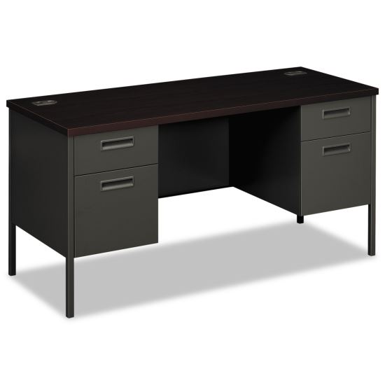 Metro Series Kneespace Credenza, 60w x 24d x 29.5h, Mahogany/Charcoal1