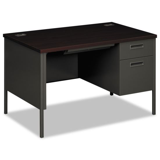 Metro Classic Series Right Pedestal Desk, 48" x 30" x 29.5", Mahogany/Charcoal1