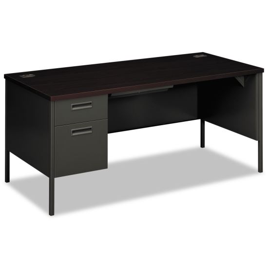 Metro Classic Series Left Pedestal "L" Workstation Desk, 66" x 30" x 29.5", Mahogany/Charcoal1