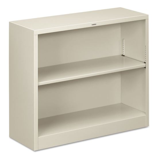 Metal Bookcase, Two-Shelf, 34.5w x 12.63d x 29h, Light Gray1