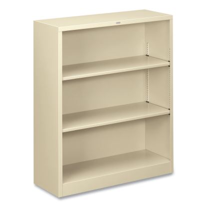 Metal Bookcase, Three-Shelf, 34-1/2w x 12-5/8d x 41h, Putty1
