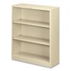 Metal Bookcase, Three-Shelf, 34.5w x 12.63d x 41h, Putty2