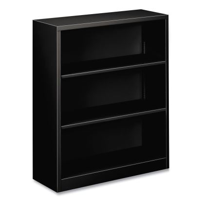 Metal Bookcase, Three-Shelf, 34.5w x 12.63d x 41h, Black1