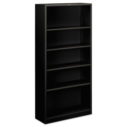 Metal Bookcase, Five-Shelf, 34-1/2w x 12-5/8w x 71h, Black1