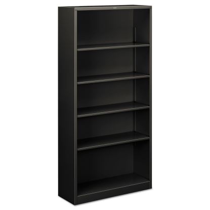 Metal Bookcase, Five-Shelf, 34-1/2w x 12-5/8d x 71h, Charcoal1