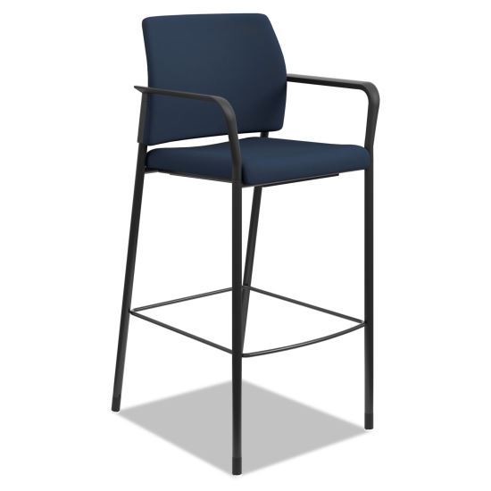 Accommodate Series Cafe Stool with Fixed Arms, Supports Up to 300 lb, 30" Seat Height, Navy Seat/Back, Black Base1