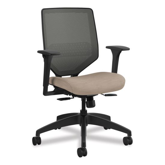 Solve Series Mesh Back Task Chair, Supports Up to 300 lb, 18" to 23" Seat Height, Putty Seat, Charcoal Back, Black Base1