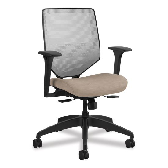 Solve Series Mesh Back Task Chair, Supports Up to 300 lb, 18" to 23" Seat Height, Putty Seat, Fog Back, Black Base1