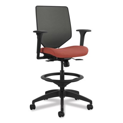 Solve Series Mesh Back Task Stool, Supports Up to 300 lb, 23" to 33" Seat Height, Bittersweet Seat, Charcoal Back, Black Base1