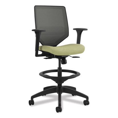 Solve Series Mesh Back Task Stool, Supports Up to 300 lb, 23" to 33" Seat Height, Meadow Seat, Charcoal Back, Black Base1