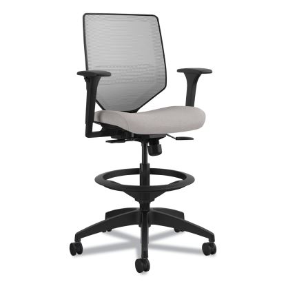 Solve Series Mesh Back Task Stool, Supports Up to 300 lb, 23" to 33" Seat Height, Sterling Seat, Fog Back, Black Base1