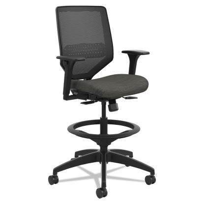 Solve Series Mesh Back Task Stool, Supports Up to 300 lb, 23" to 33" Seat Height, Ink Seat/Back, Black Base1
