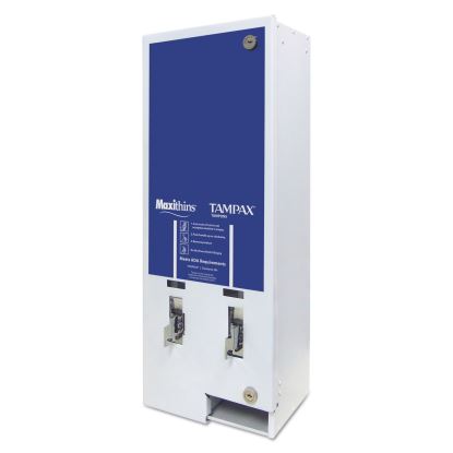 Dual Sanitary Napkin/Tampon Dispenser, Free, 11.13 x 7.63 x 26.38, White/Blue1