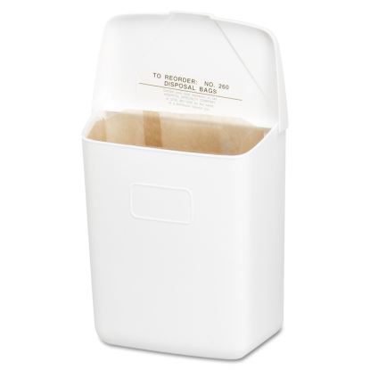 Wall Mount Sanitary Napkin Receptacle-ABS, PPC Plastic, 1 gal, White1