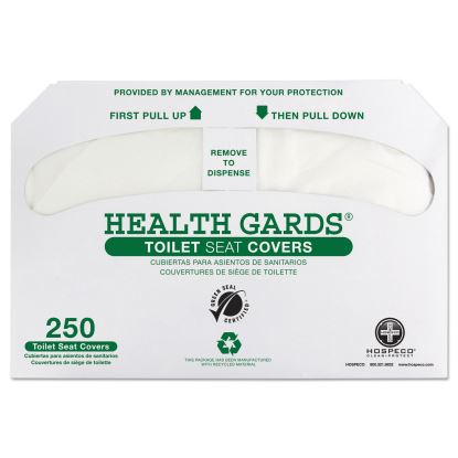 Health Gards Green Seal Recycled Toilet Seat Covers, 14.25 x 16.75, White, 250/Pack, 4 Packs/Carton1