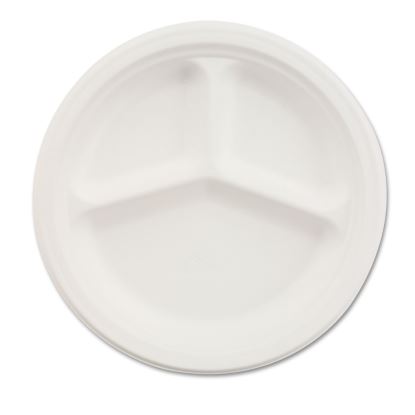 Paper Dinnerware, 3-Compartment Plate, 10.25" dia, White, 500/Carton1