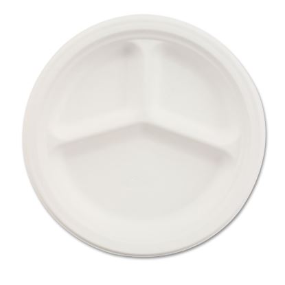 Paper Dinnerware, 3-Compartment Plate, 9.25" dia, White, 500/Carton1